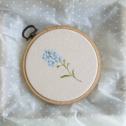 Handmade Embroidered Forget Me Not Flower Gift Hoop