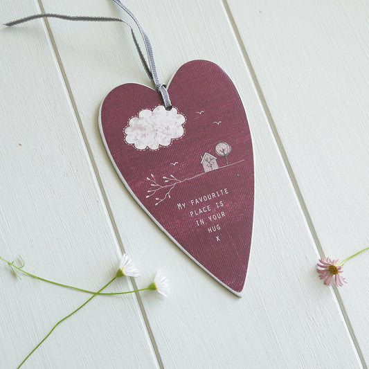 Hanging Heart Gift Tag - My Favourite place is in your hug