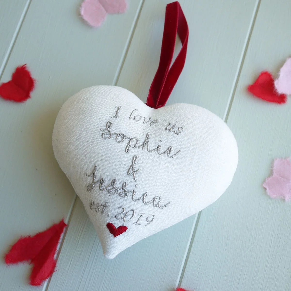 I Love Us - Gift Heart with Porcelain Heart Decoration