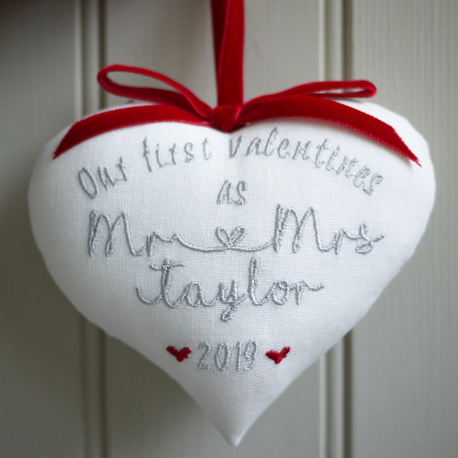 1st Valentines as ’Mr & Mrs’ Gift Heart with Porcelain Heart Decoration Personalised Valentine’s Day Gifts