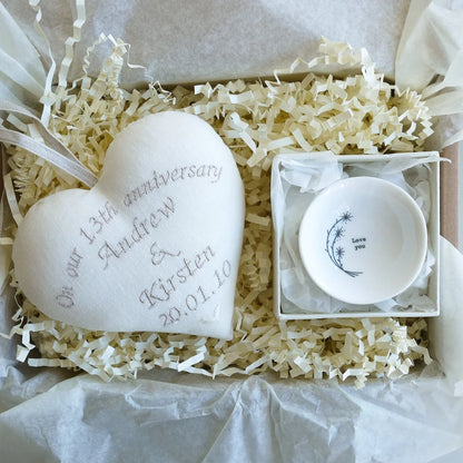 Personalised 13th Wedding Anniversary Gift Box with Ring Bowl