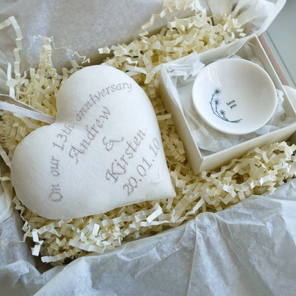 Personalised 13th Wedding Anniversary Gift Box with Ring Bowl