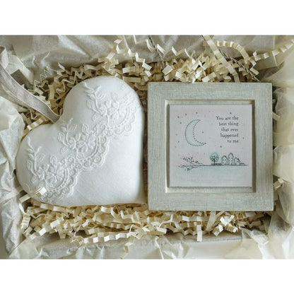 Personalised 13th Wedding Anniversary Lace Heart