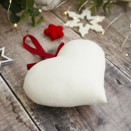 Personalised 1st Christmas Married Gift - Embroidered Heart with Scalloped Edge Decoration