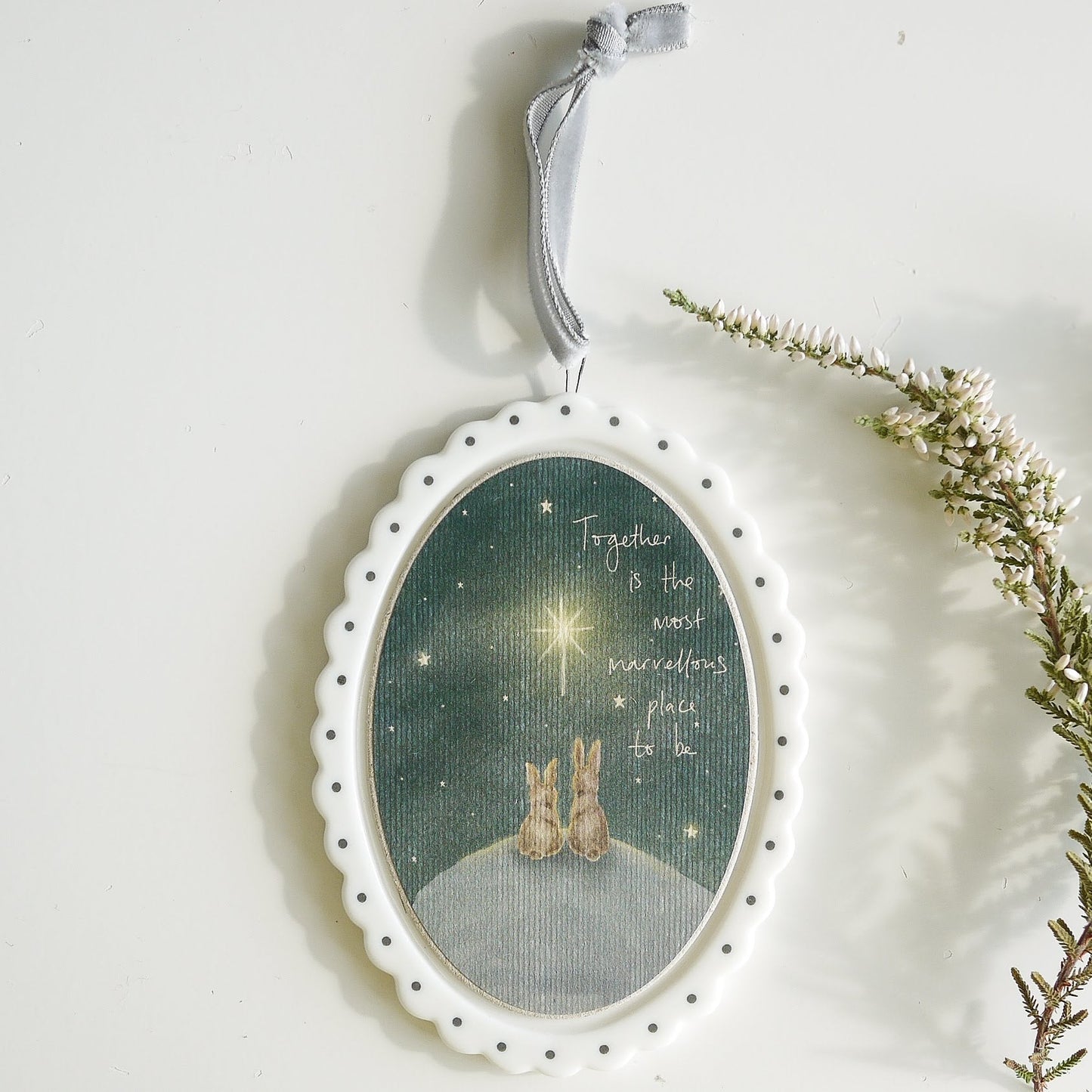 Personalised 1st Christmas Married Gift - Embroidered Heart with Scalloped Edge Decoration