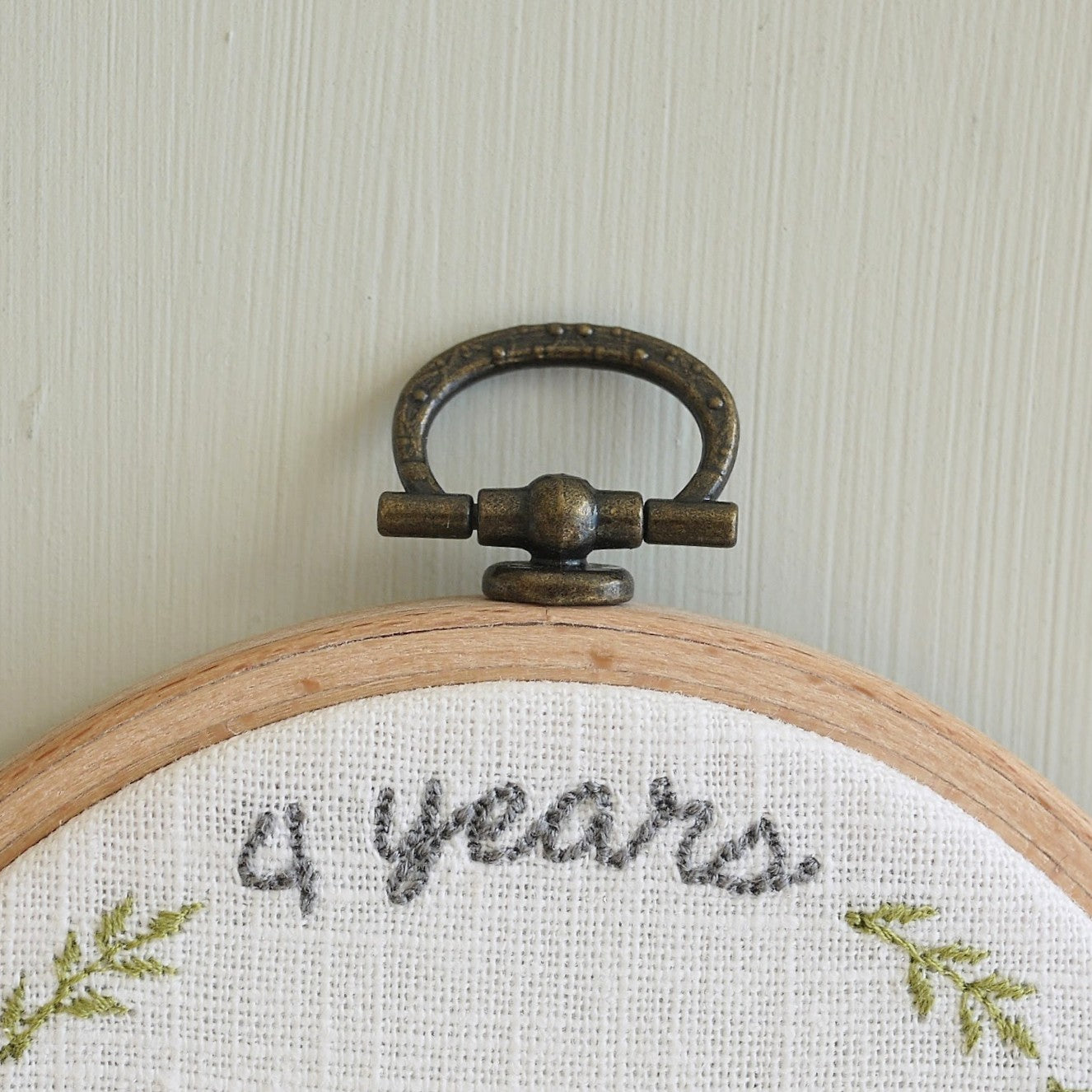 Personalised 4th Linen Anniversary Embroidered Hoop Gift