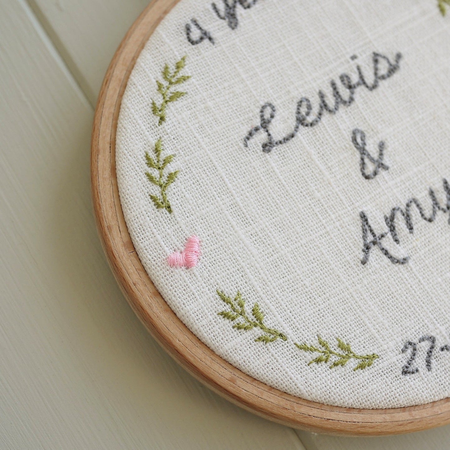 Personalised 4th Linen Anniversary Embroidered Hoop Gift