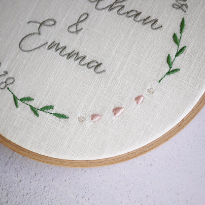 Personalised 4th Wedding Anniversary Custom Embroidered Hoop