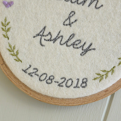 Personalised 7th Wool Anniversary Embroidered Hoop Gift