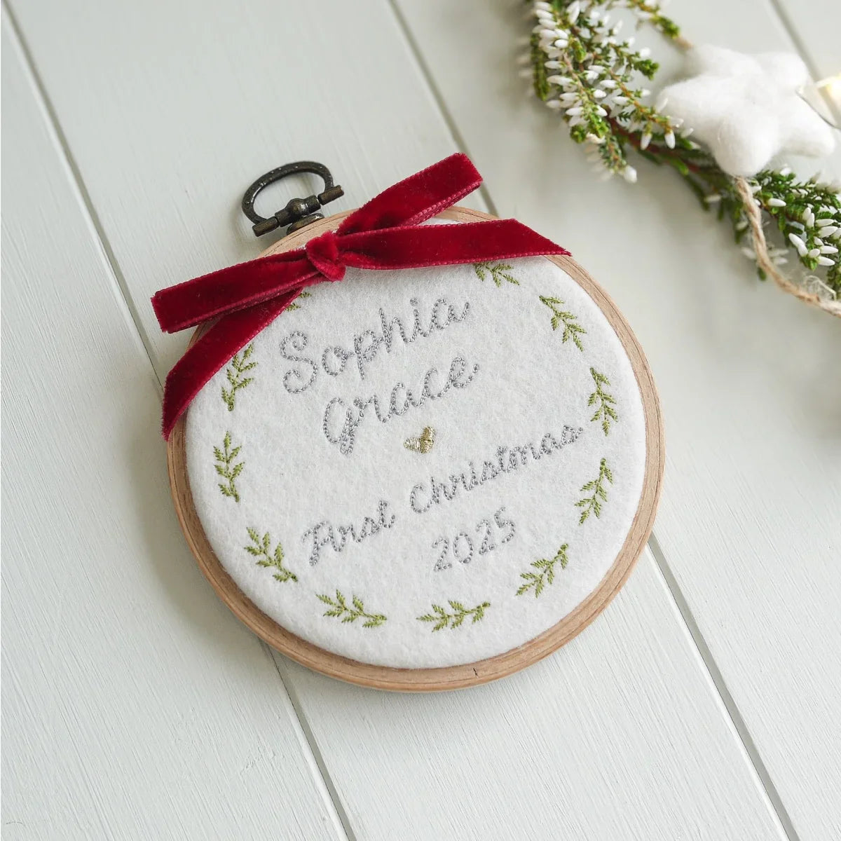 Personalised Baby 1st Christmas Decoration - Embroidered Newborn Gift