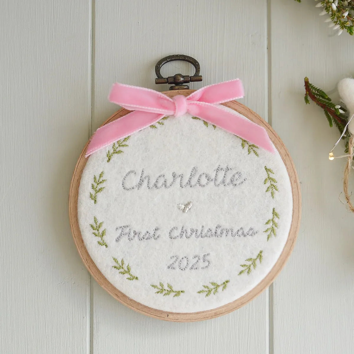 Personalised Baby 1st Christmas Decoration - Embroidered Newborn Gift