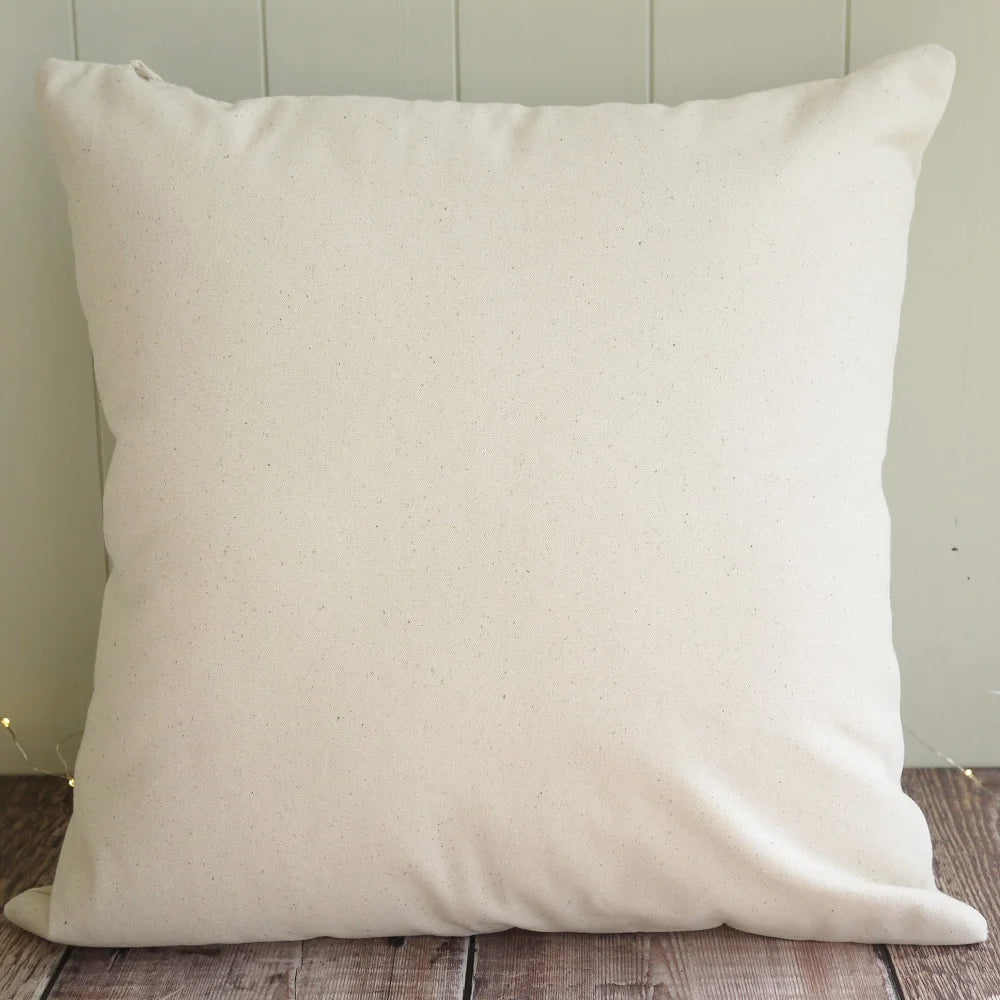 Personalised Christmas Cushion with Embroidered Festive Wreath and Own Message