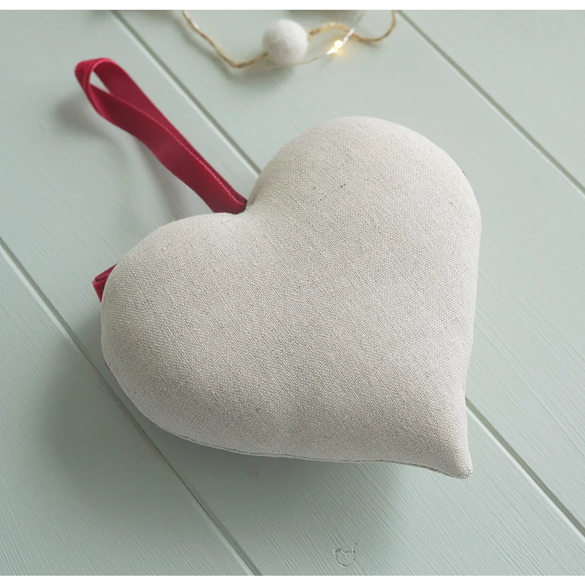 Personalised Christmas Heart Gift for Couple - Mistletoe and Red Ribbon