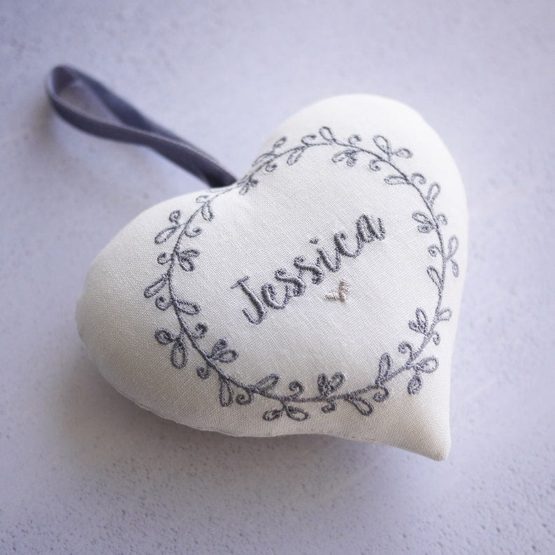 Personalised Embroidered Heart Gift - Add Custom Name