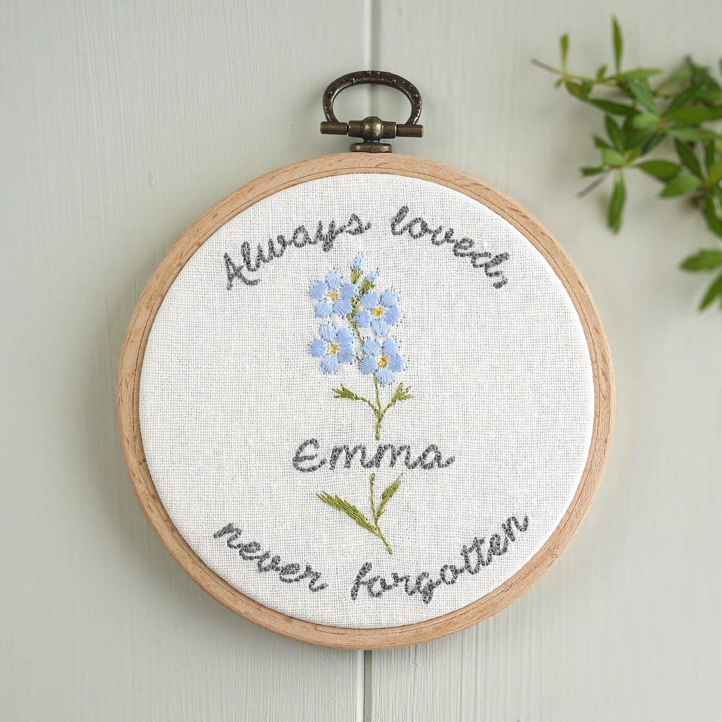 Personalised Forget-me-not Embroidered Hoop