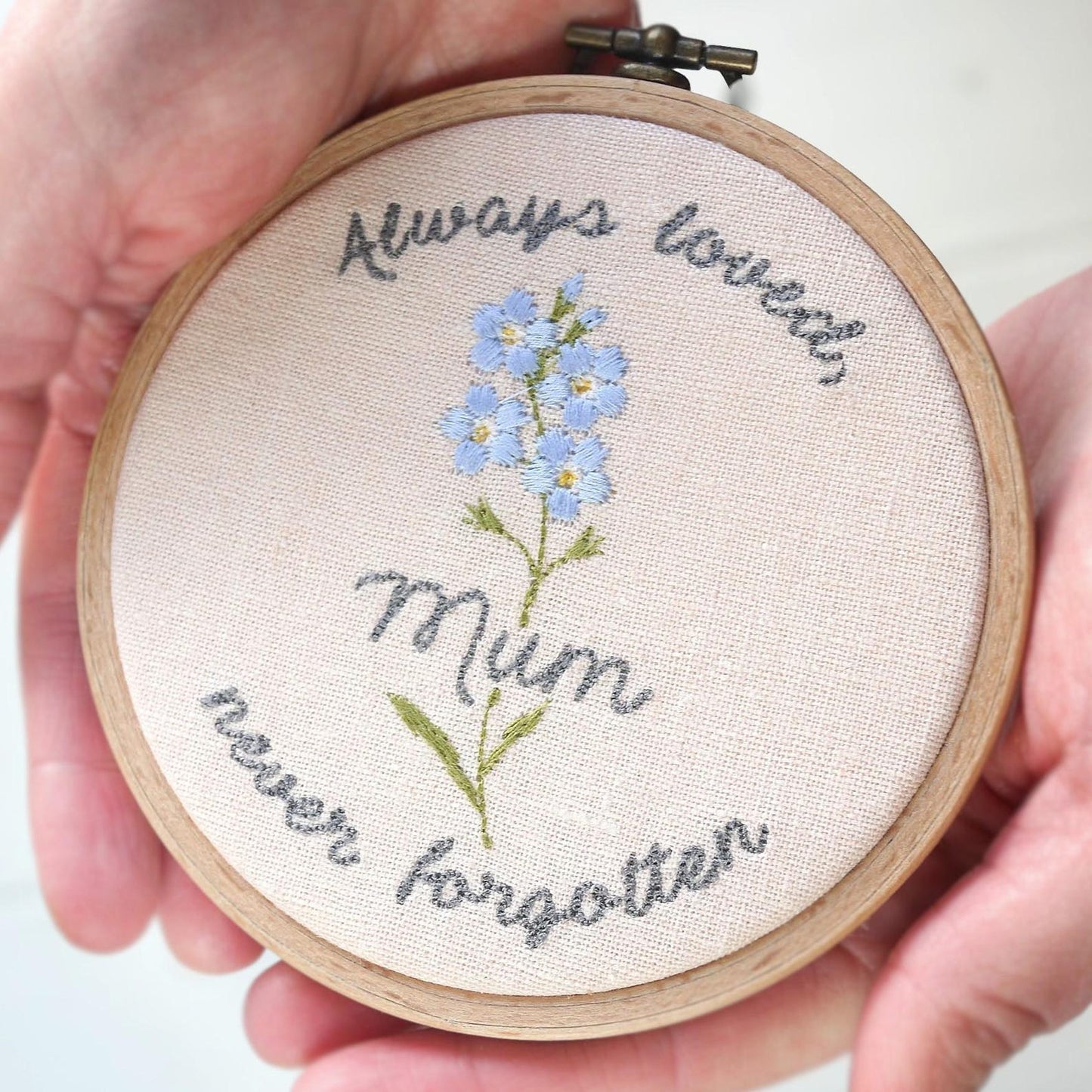 Personalised Forget-me-not Embroidered Hoop