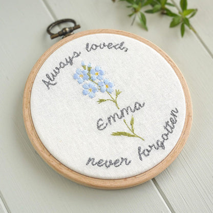 Personalised Forget-me-not Embroidered Hoop