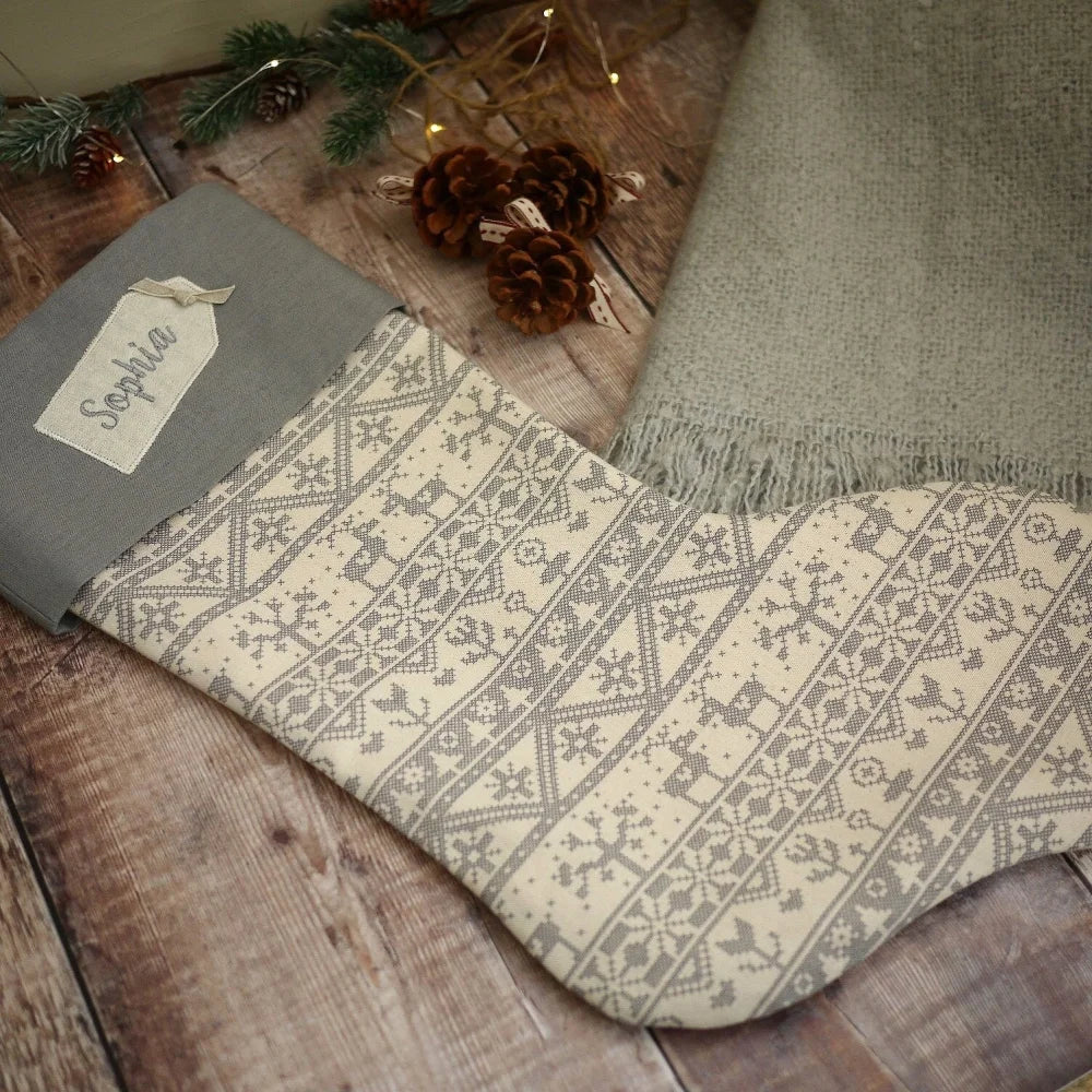 Personalised Stocking Grey Scandi