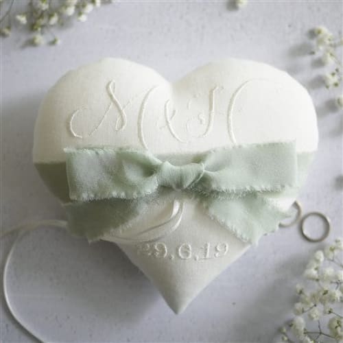 Personalised Heart Shaped Wedding Ring Pillow