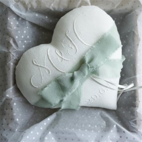 Personalised Heart Shaped Wedding Ring Pillow