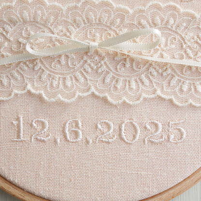 Personalised Lace Wedding Ring Holder | Blush Pink Embroidered Lace Ring Pillow Alternative