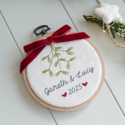 Personalised Mistletoe Tree Ornament for Couples