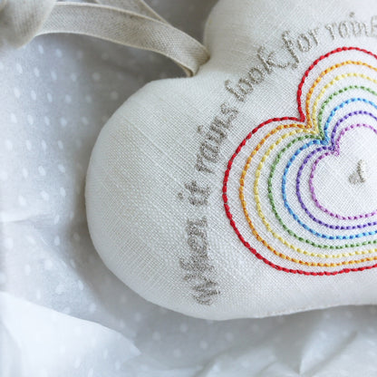 Personalised Rainbow Heart Gift – Handmade Embroidered Keepsake