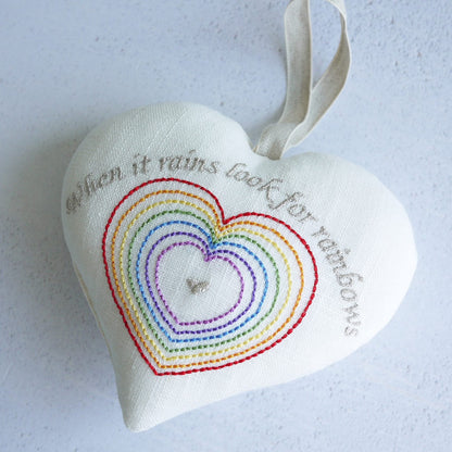 Personalised Rainbow Heart Gift – Handmade Embroidered Keepsake