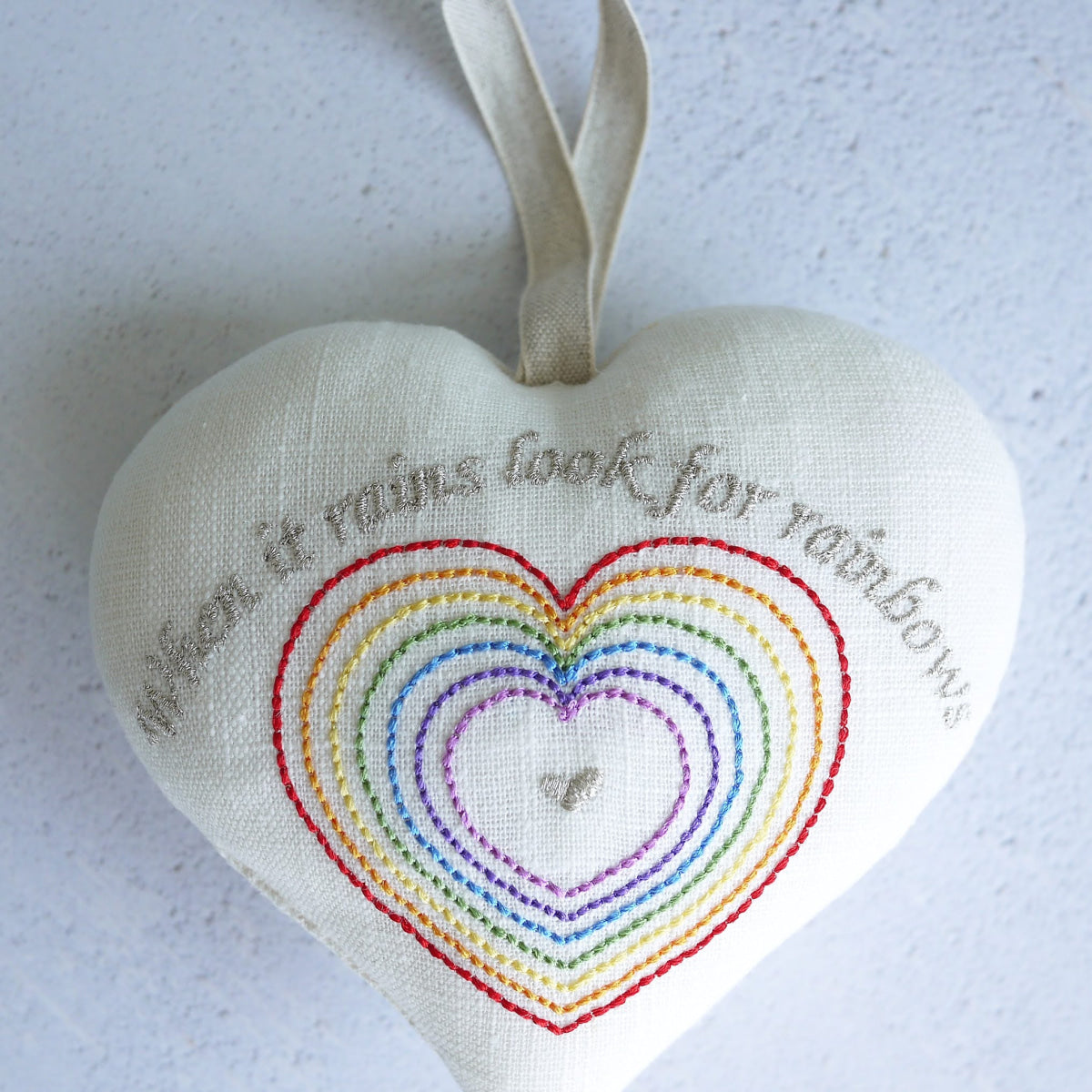 Personalised Rainbow Heart Gift – Handmade Embroidered Keepsake