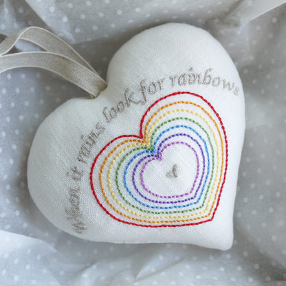 Personalised Rainbow Heart Gift – Handmade Embroidered Keepsake