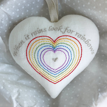 Personalised Rainbow Heart Gift – Handmade Embroidered Keepsake