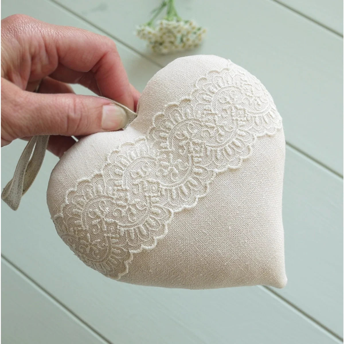 13th Anniversary Embroidered Lace Heart Gift
