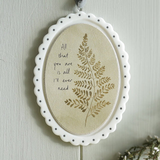 Porcelain Fern Leaf Scalloped Edge Decoration with Text
