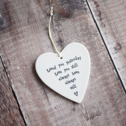 Porcelain Heart Gift with ’Love you still’ Quote