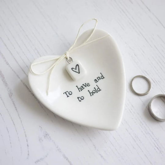 Porcelain Heart Shaped Ring Dish Holder