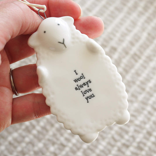 Porcelain Sheep Ornament - I wool always love