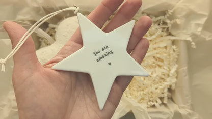 13th Wedding Anniversary Lace Gift Heart with Porcelain Star