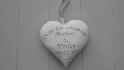 13th Lace Anniversary Embroidered Heart Gift