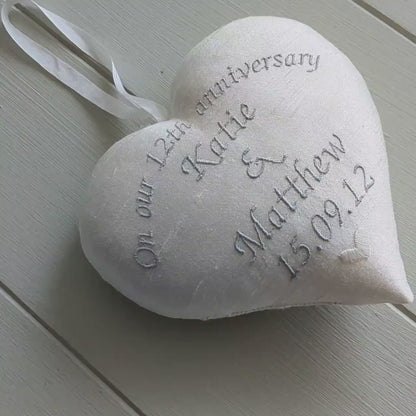 12th Silk Wedding Anniversary Personalised Gift Heart