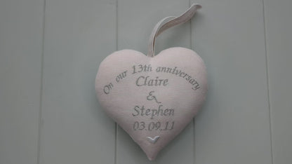 13th Lace Wedding Anniversary Gift - Personalised Vintage Style Heart