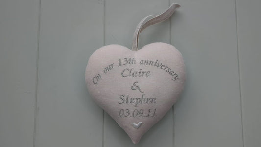 13th Lace Wedding Anniversary Gift - Personalised Vintage Style Heart