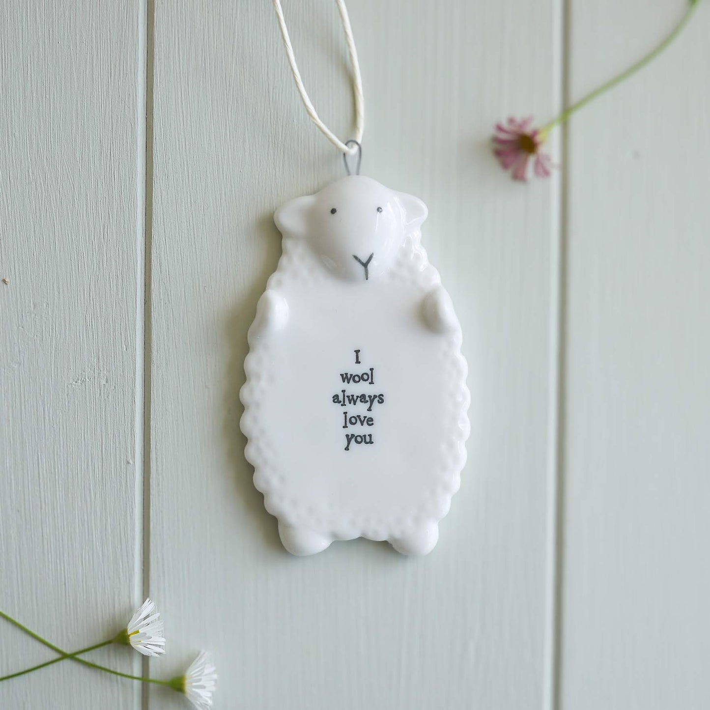 Sheep hanger ornament - I wool always love
