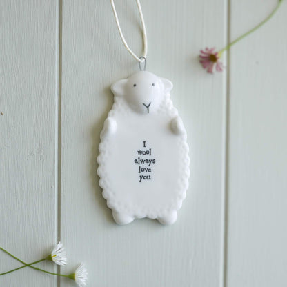 Sheep hanger ornament - I wool always love