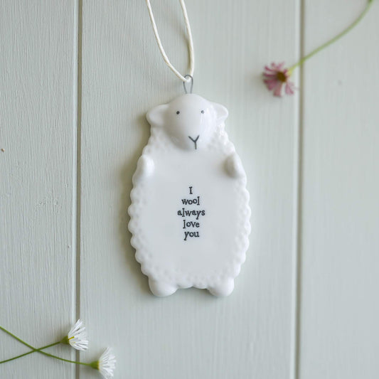 Sheep hanger ornament - I wool always love