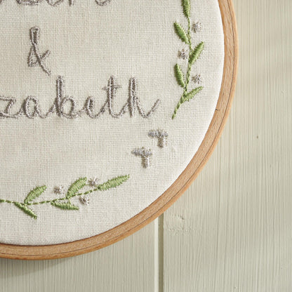 Silver Wedding Anniversary Personalised Embroidered Hoop Decoration - 25 years married Names and Date