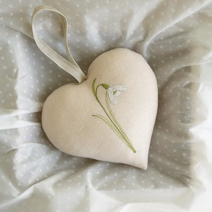 Snowdrop Embroidered Heart