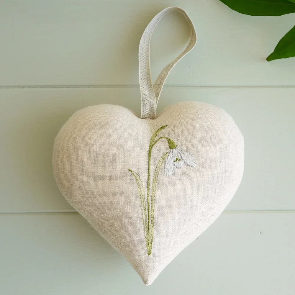 Snowdrop Embroidered Heart