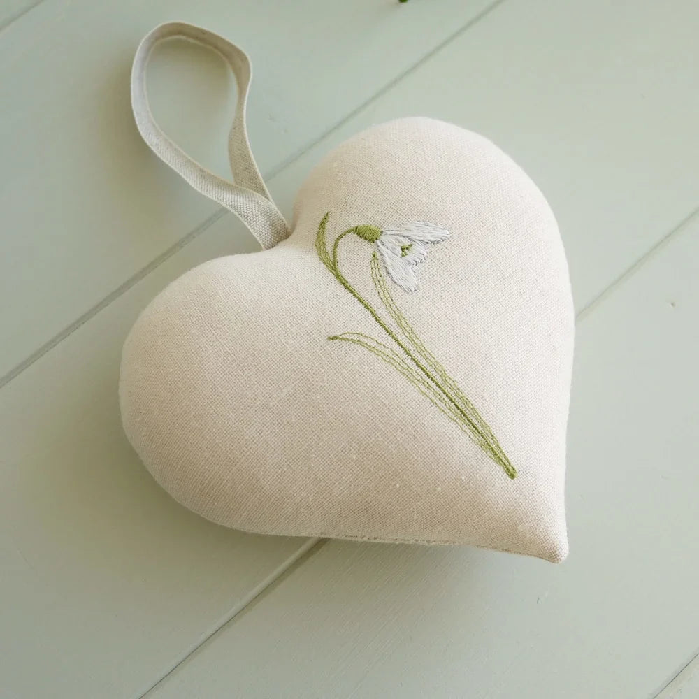 Snowdrop Embroidered Heart