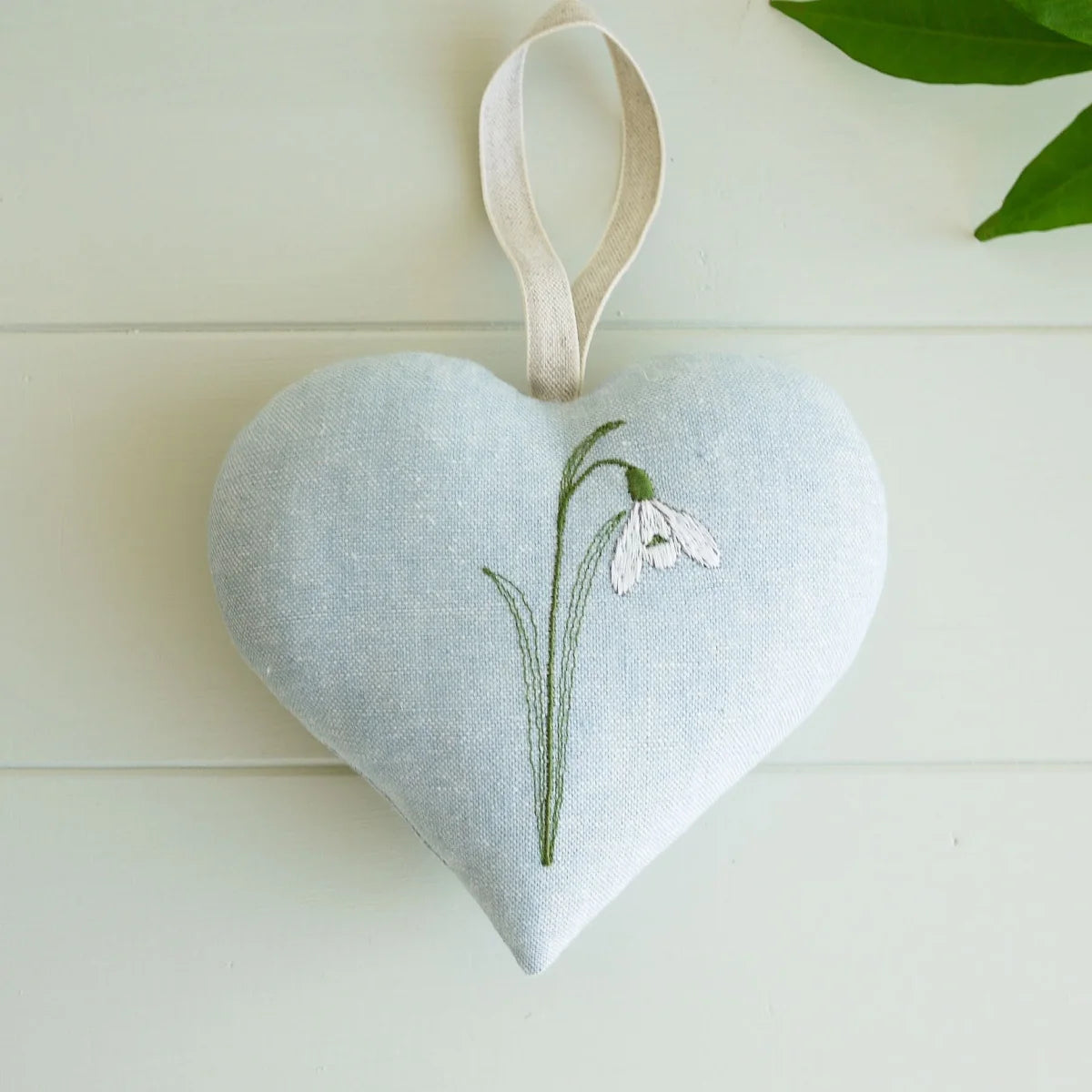 Snowdrop Embroidered Heart Gift