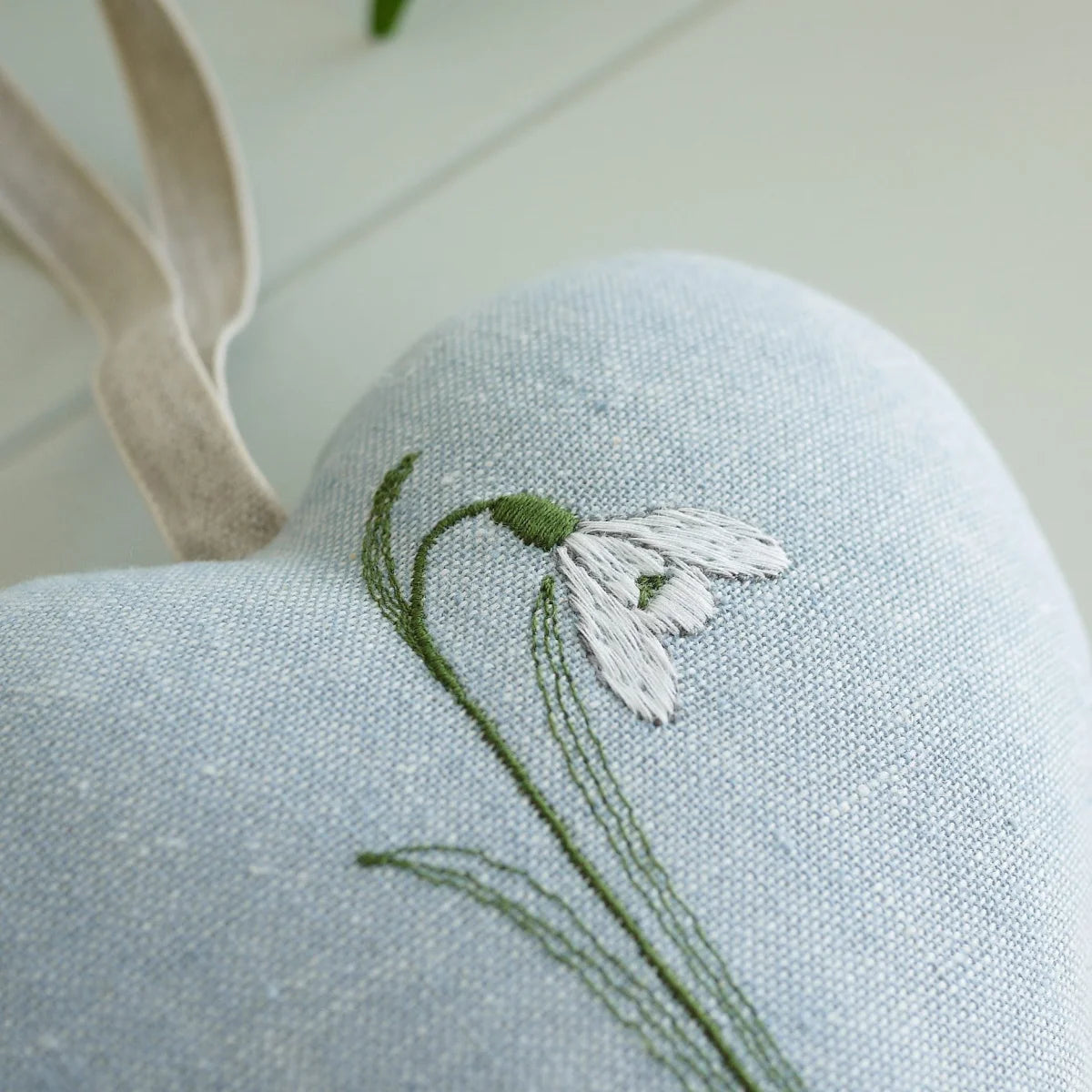 Snowdrop Embroidered Heart Gift